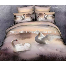 swan and sunflower pattern polyester 3D pillow cover and bed sheets